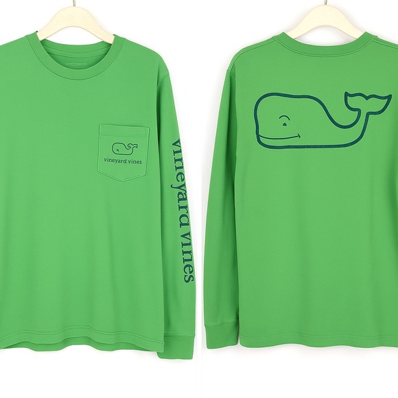 Vineyard Vines Other - VTG Vineyard Vines Mens Long Sleeve Green Blue Whale Graphic Cotton Tee Prep Y2K